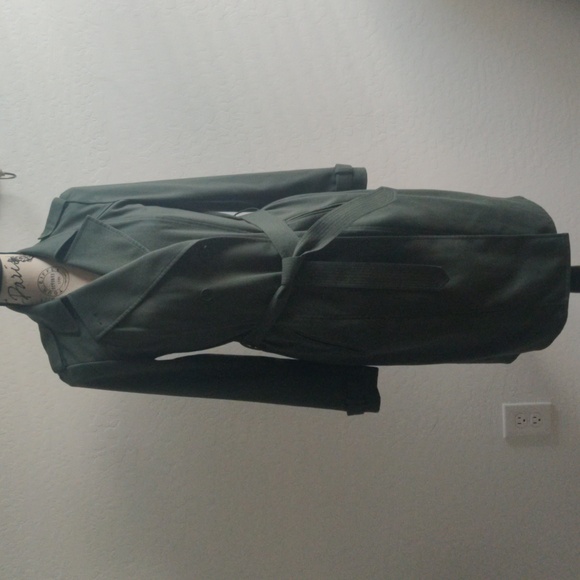 Trouve Military Green Calf length long fall Winter Trenchcoat_Small - Picture 1 of 14